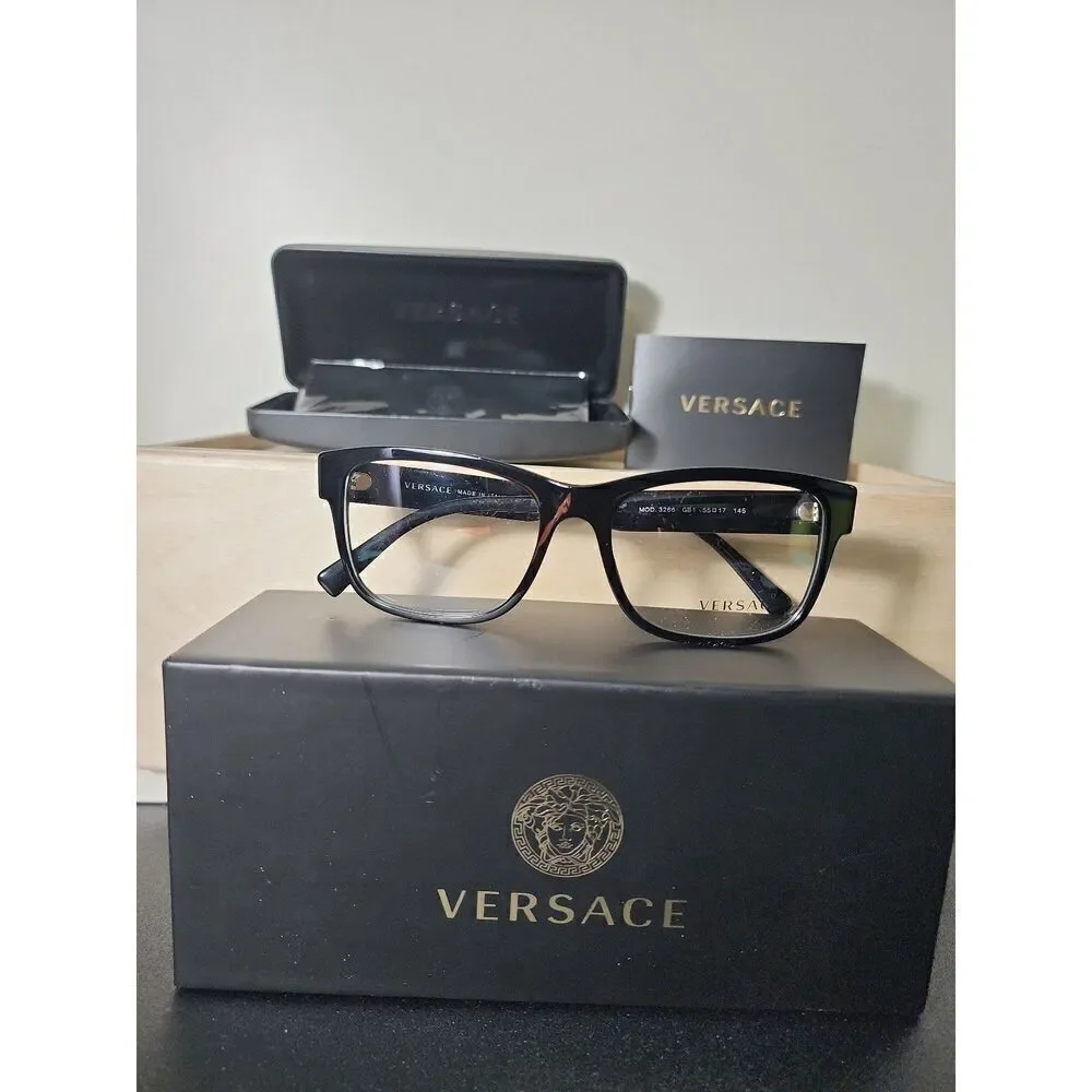 New Authentic Versace 3266 GB1 Eyeglasses Black 55-17 145